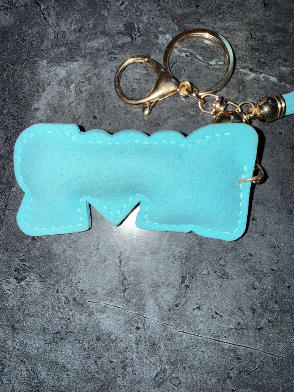 Sparkling Turquoise Rhinestone Keychain with Red Heart - Picture 2 of 2